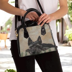 Bolso pequeño de piel vegana con estampado de Scottish Terrier para mujer, ideal como regalo para amantes de los perros.