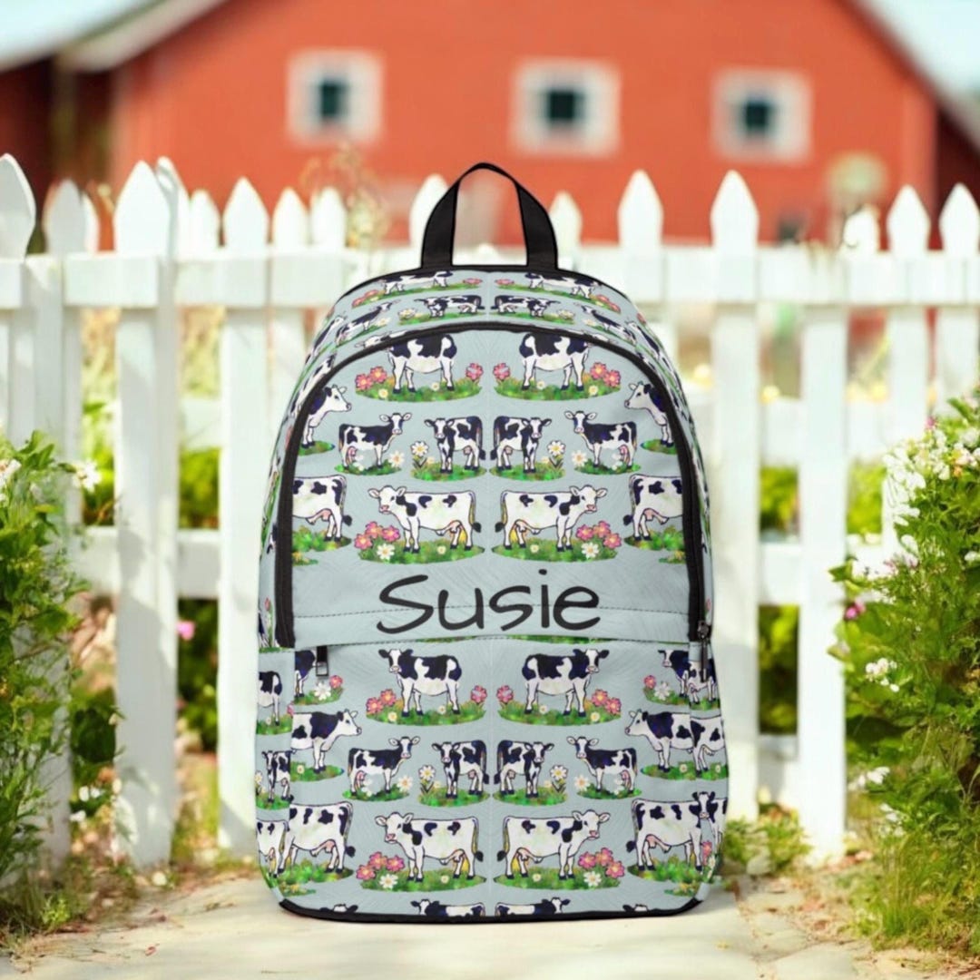 Personalized Holstein Cow Backpack With Custom Name, Dairy Farm Country ...
