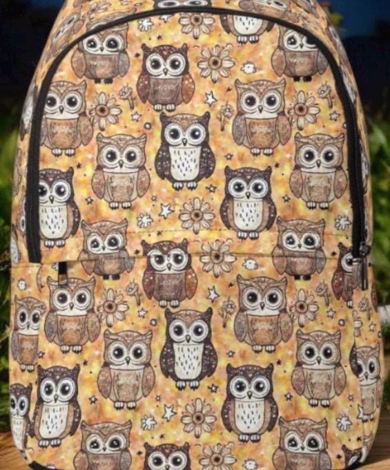 Buck’s Bags Owl Boho Woodland Canvas Backpack Coral Waterproof River Ghost Patch Owl Backpack - Water-repellent Design by Darling main image 4