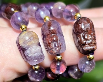 Bracelet en cristal d'améthyste de jardin Feng Shui Pixiu | Bijoux de fortune | Cadeau d'abondance | Cadeau unique de bracelet en cristal | Cadeau pour maman