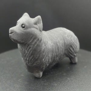 Black Obsidian Corgi Carving | 118.3g Obsidian Corgi Figurine | Protection & Grounding | Crystal Animal Totem | Home Decor