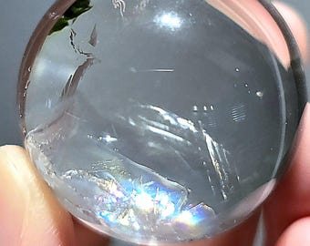 Clear Quartz Sphere with Rainbows | 35.8mm | Master Healer Crystal | High Clarity