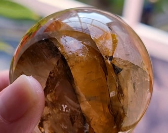 Esfera de Cuarzo Sanador Dorado / 52 mm / Maestro Sanador / Amplificador de Energía