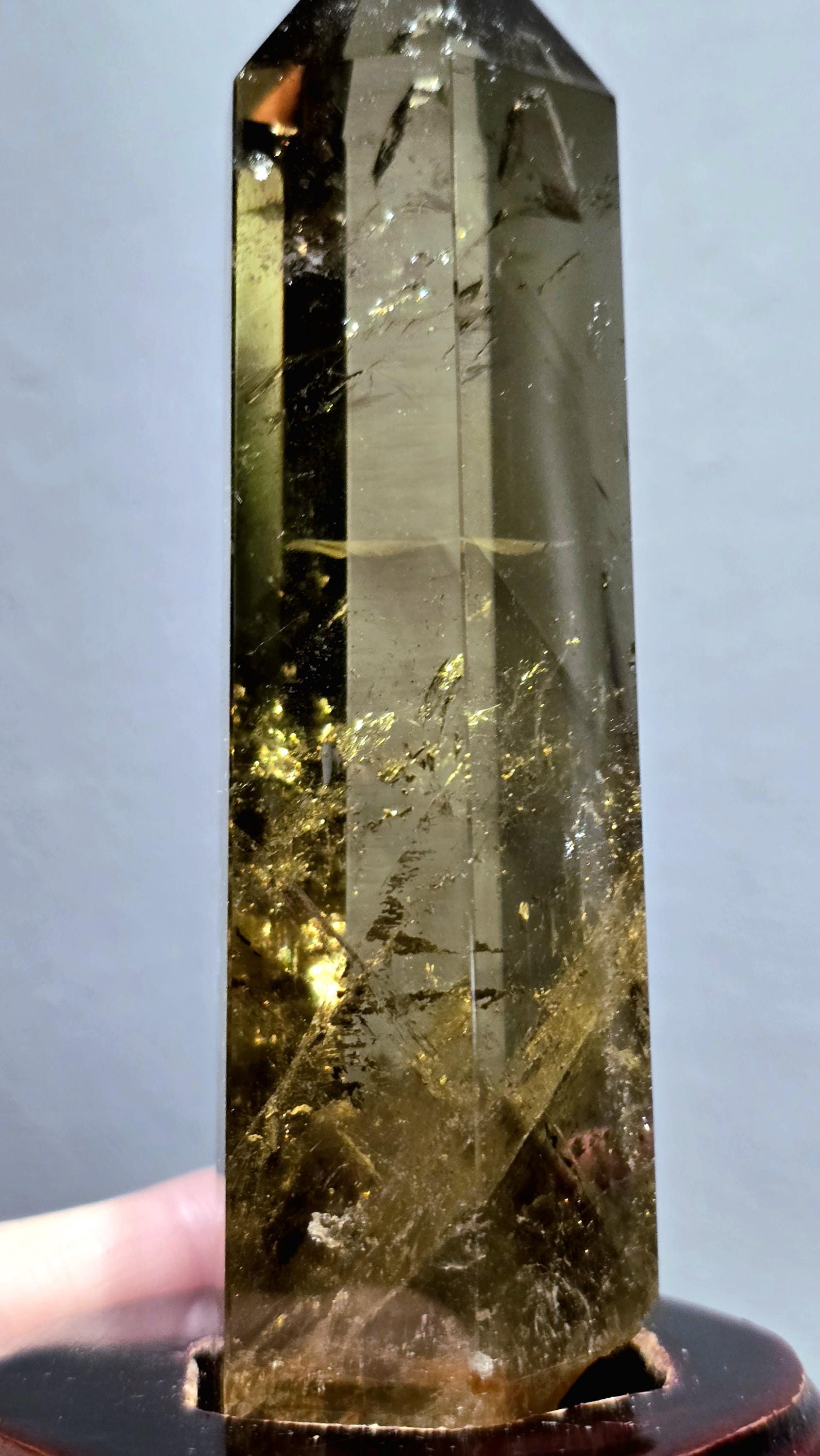 High-Clarity Rainbow Citrine Tower | Citrine Custom Wood Stand Trending Now Crystal Decor for Wealth & Abundance Citrine Crystal Decor
