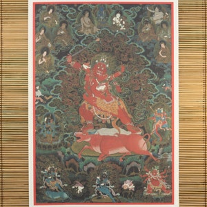 Rakta Yamari, Tibetan Thangka 17th century. Printed on Canvas or paper