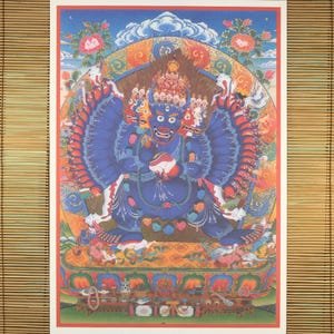 Yamantaka, Vajrabhairava, Tibetan Thangka Printet on natural canvas.