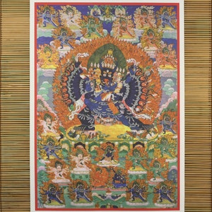 Vajrabhairava, Buddhist Thangka . Printed on Canvas or paper