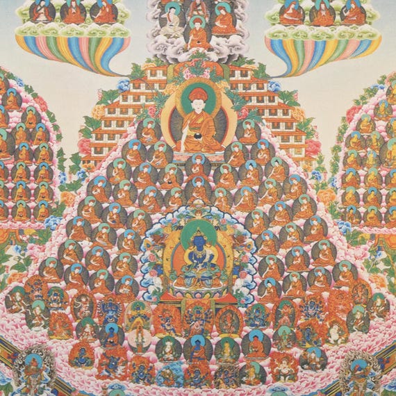 Thangka Tibétain Imprimé Gandhanra – Arbre Refuge De Shakyamuni – 47,2 Cm