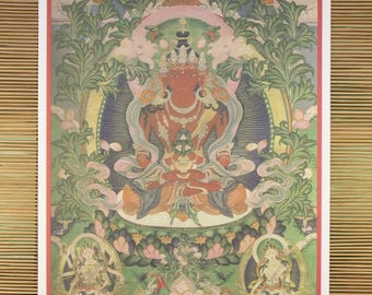 Tibetan Thangka, Buddha Amitayus, Natural Canvas