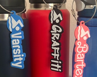 Swimming Water Bottle Name Tag – Custom Two-Color 3D Printed Tag