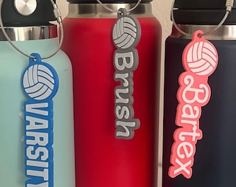 Volleyball Water Bottle Name Tag – Custom Two-Color 3D Printed Tag