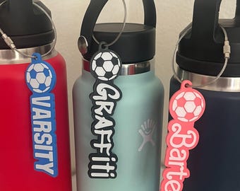 Soccer Water Bottle Name Tag – Custom Two-Color 3D Printed Tag