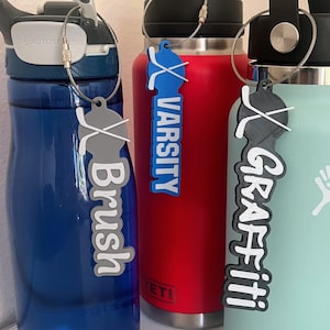 Hockey Water Bottle Name Tag Customizable - Personalized Backpack or Luggage Label - Two Color Keychain- Custom 3D Printed Nametag