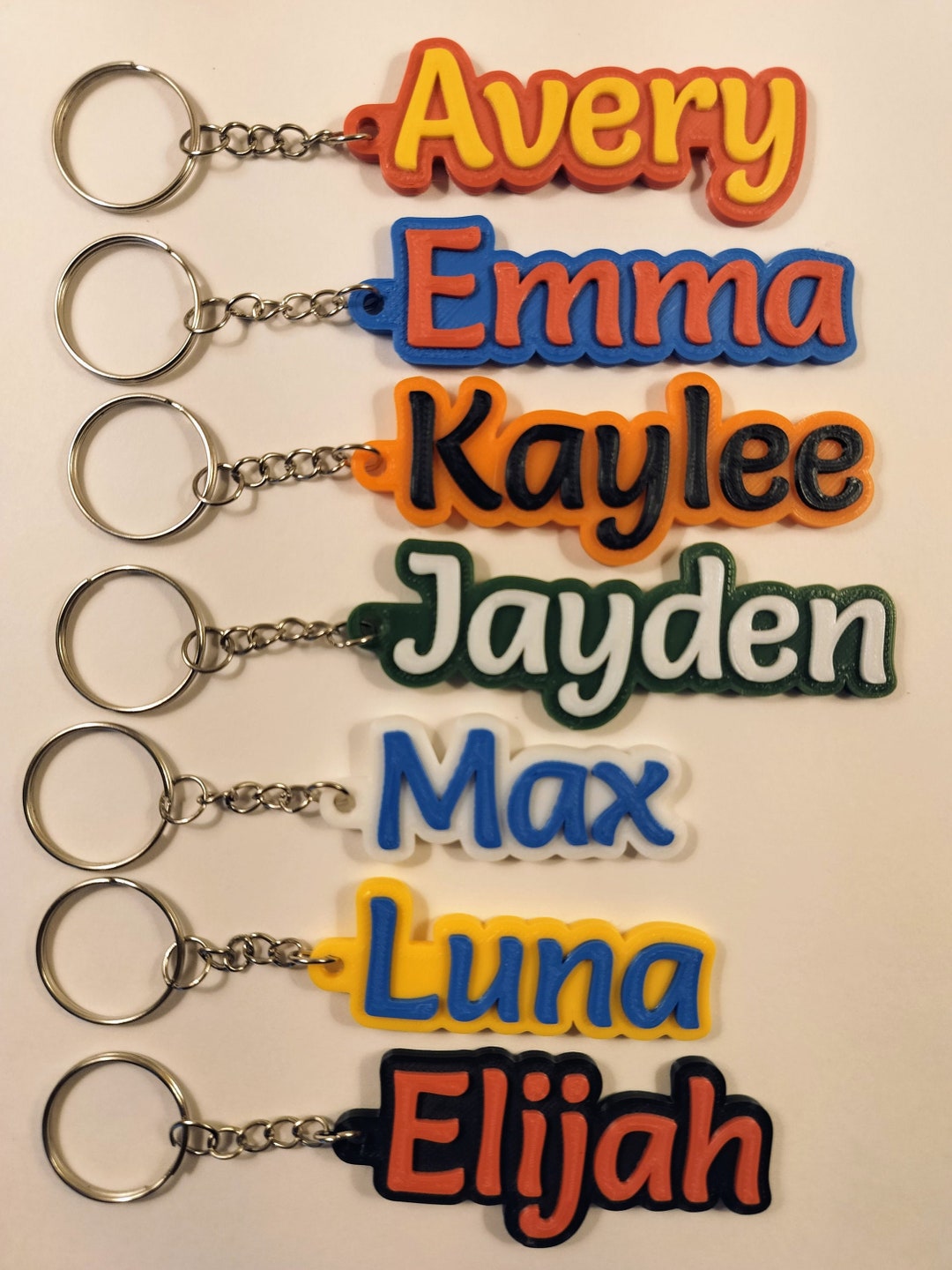 Customizable Name Keychain, Playful Brush Font Two Color Personalized ...