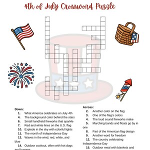 4th of July Printable Game Bundle | Independence Day Activities | Trivia, Crossword, Word Games, Puzzles & More
