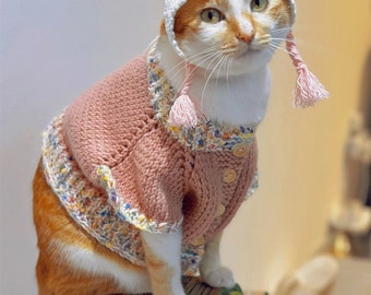 Customized hand knitted pet coats, hand knitted cat sweaters, xuan pet clothes