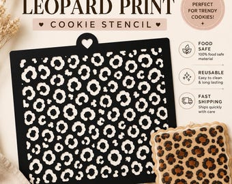Leopard Print Cookie Stencil | Trendy Animal Pattern for Baking (5x5 Inch)