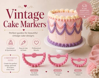 Vintage Cake Markers Set, Lambeth Swag Garland Guide, 3 Sizes Tool