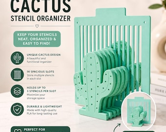 Cactus Stencil Organizer | 3D Printed Craft Storage for Decorators