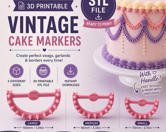 Vintage Cake Markers STL File, Lambeth Swag Decorating Tool (Digital Download)