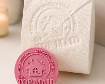 Personalized Toilet Paper Embosser for House Cleaners | Custom Cleaning Business Logo Stamp | Airbnb Host Bathroom Branding Tool