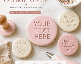 Custom Text Cookie Embosser | Fondant Stamp for Desserts, Birthdays, Weddings