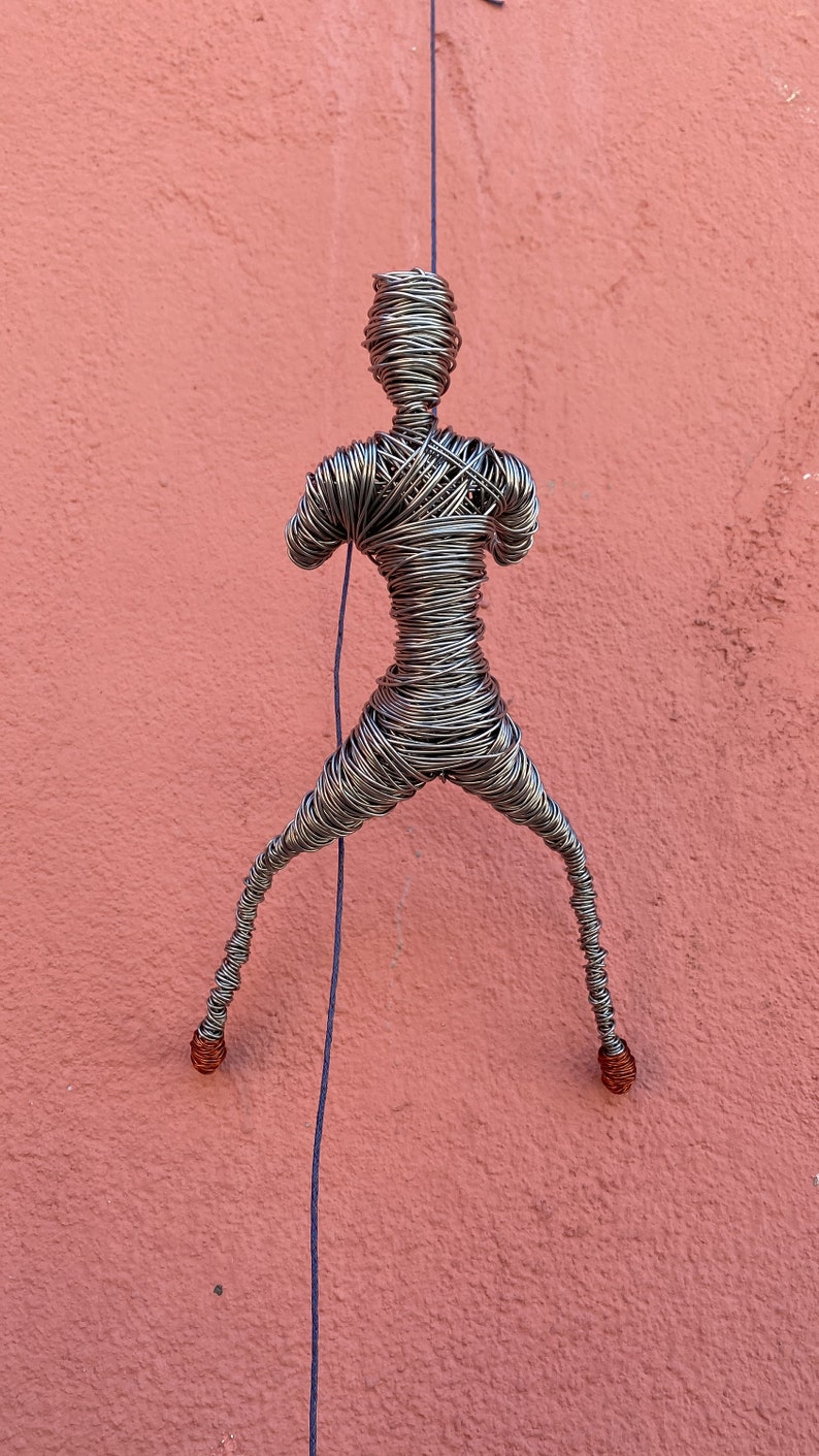 Rock Climbing Gift, Wire Sculpture, Wall Sculpture Art, Man Sculpture