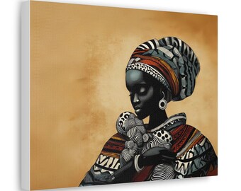 Toile - Femme africaine en contemplation tranquille