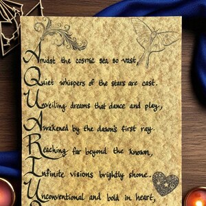 Custom Zodiac Acrostic Poem Scroll — Personalized Astrology Calligraphy Gift — Unique Horoscope Wall Art— Birthday Keepsake— Star Sign Decor