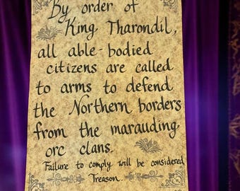 Handcrafted Royal Decree Scroll – Calligraphy, Wax Seal D&D Prop