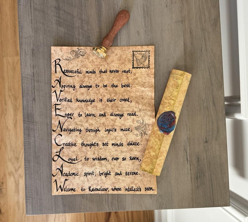 Custom Calligraphy Scroll | Ravenclaw Inspired, Wax Seal, Harry Potter ...