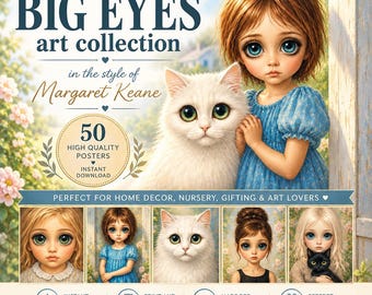 Walter Margaret Keane Big Eyes Black White Print Called Tears