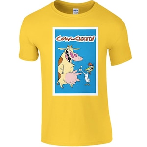 Mucca e pollo/t-shirt della serie animata degli anni '90/rete di cartoni animati/design sciocco e divertente/regalo fantastico