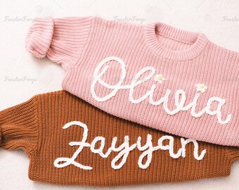 Adorable Memories: Customized Baby Name Sweater - Handcrafted Knit Jumper for Baby Milestones and Shower Gifts