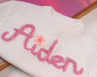 Sweet Treasures: Personalized Baby Name Sweater - Handcrafted Knit Jumper for Precious Milestones and Shower Gifts for Nephews