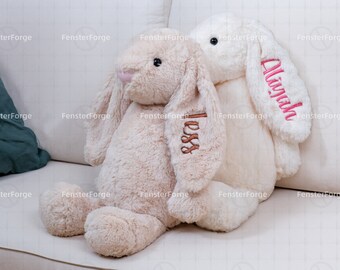 Coniglio di peluche personalizzato: regalo ideale per il baby shower e coniglietto pasquale ricamato per neonati e bambini