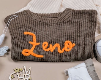 Personalized Infant Name Sweater: Handcrafted Knitted Jumper for Special Occasions - Ideal for Baby Birthday Parties and Milestone Events