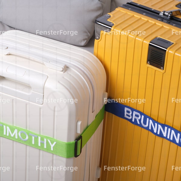 Sangles de bagages personnalisées : gardez votre valise en sécurité avec des ceintures personnalisées brodées de votre nom ou de votre texte