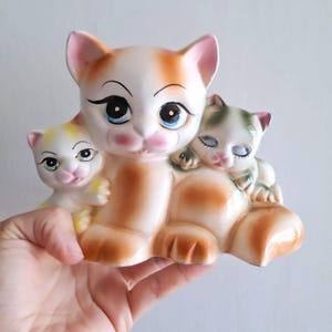 Vintage 1960s Cat Piggy Coin Bank | Kittens | Kitsch | Ceramic | Gift |