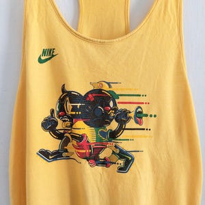 Yellow NIKE x Kronk 'South Africa' Women's Tank Top Size S | FIFA | Rare | Collectible | Graphic | Cartoon Tshirt | Size s uk 8/10