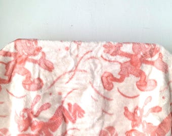 Vintage 1980s Mickey & Pluto Baby Blanket | NOS Pink Throw