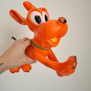 Vintage PLUTO Hund Disney Große Figur | Oranger Welpe | Weichplastik