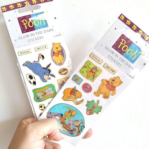 2 x Incroyable autocollant vintage phosphorescent DISNEY | Winnie l'ourson porcelet tigrou | Bourriquet | Scrapbooking | Ordinateur portable | Décalcomanies | Rares