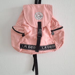Sac à dos enfant LA Gear rose vintage des années 1990 | Nylon | Imperméable | Rares | Objet de collection | Sac pour enfants