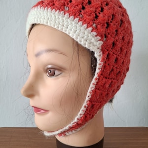 Vintage Handmade Kids Crochet Balaclava with Button | Bonnet | Baby Hat | Winter