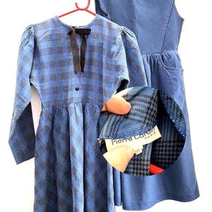 blue plaid apron dress Blue Gingham pinafore apron/ dress