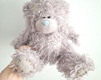 Oso de peluche gris vintage Me-To-You / Tamaño mediano / Peluche / Animal de peluche
