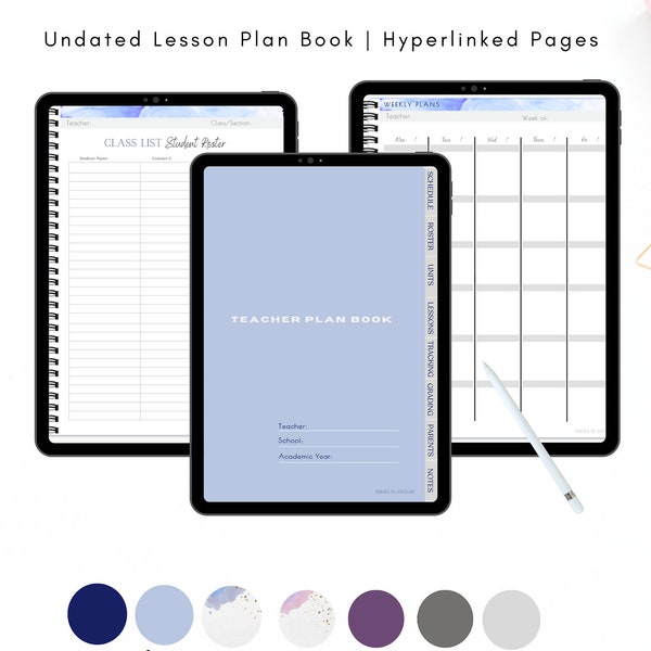 Digital Teacher Lesson Plan Book | Undated Weekly & Daily Lesson Plans  | Digital Plan Book iPad GoodNotes etc. | Design Style: Light Blue