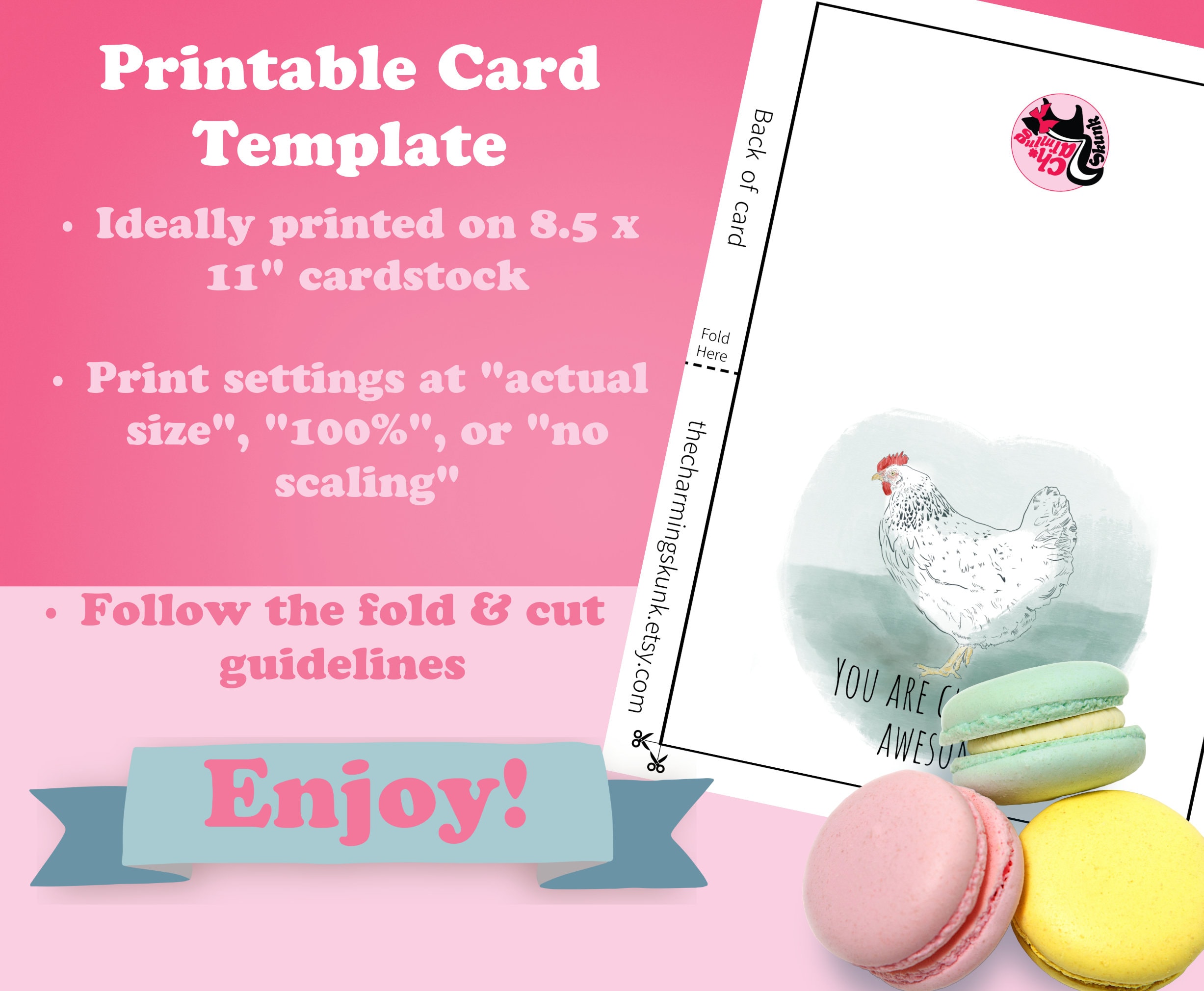 Printable Funny Chicken Greeting Card, Instant Download, 7 X 5" Digital ...