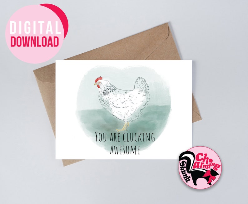 Printable Funny Chicken Greeting Card, Instant Download, 7 X 5" Digital ...